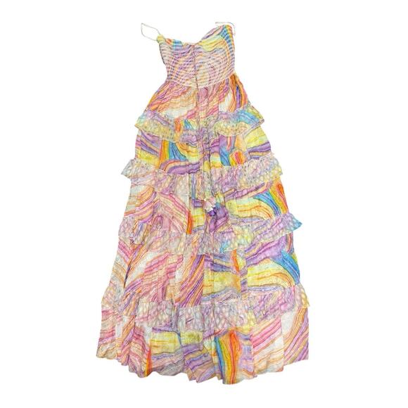 Rococo Sand Strapless Maxi Dress Tiered Ruffle Multicolor Boho S India - Picture 5 of 13